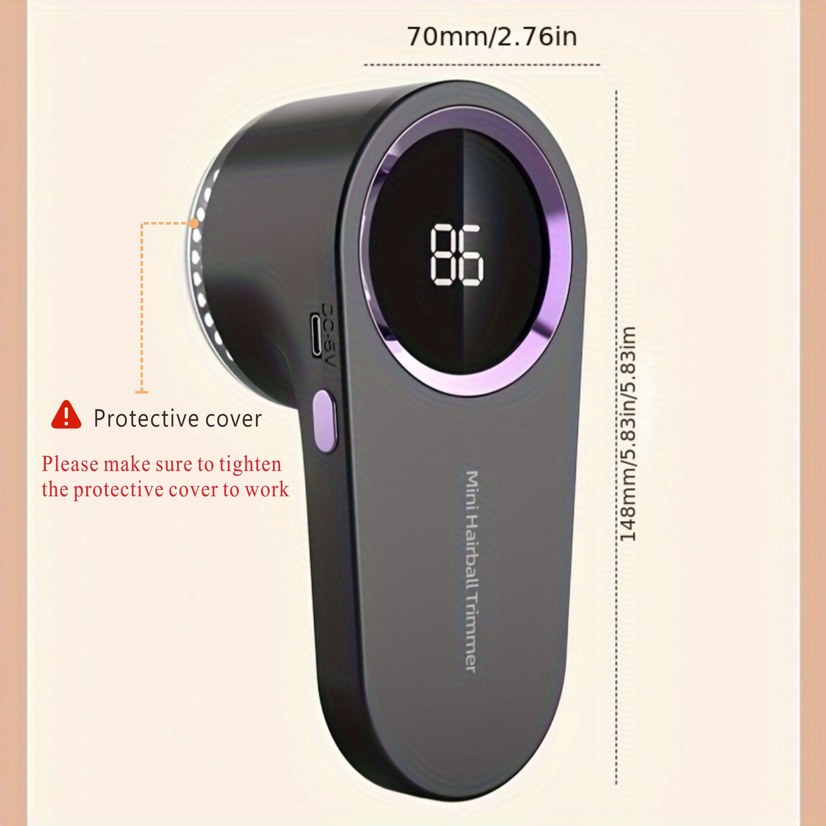 Rechargeable USB Lint Remover Ball Fabric Shaver Trimmer with Power Display for Home Travel and Grooming