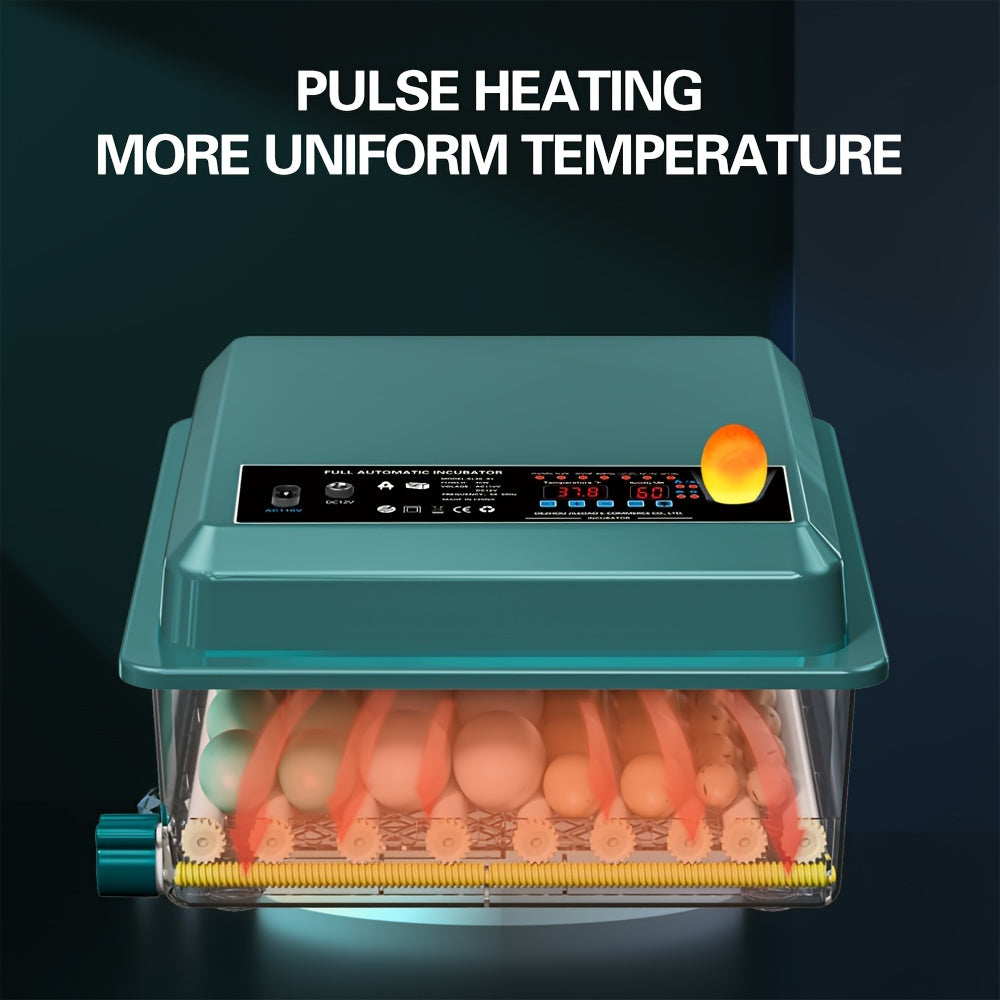 36-Egg Teal Digital Inkubator bilan sozlanadigan harorat, impulsli isitish, sovuq nurni chiqish