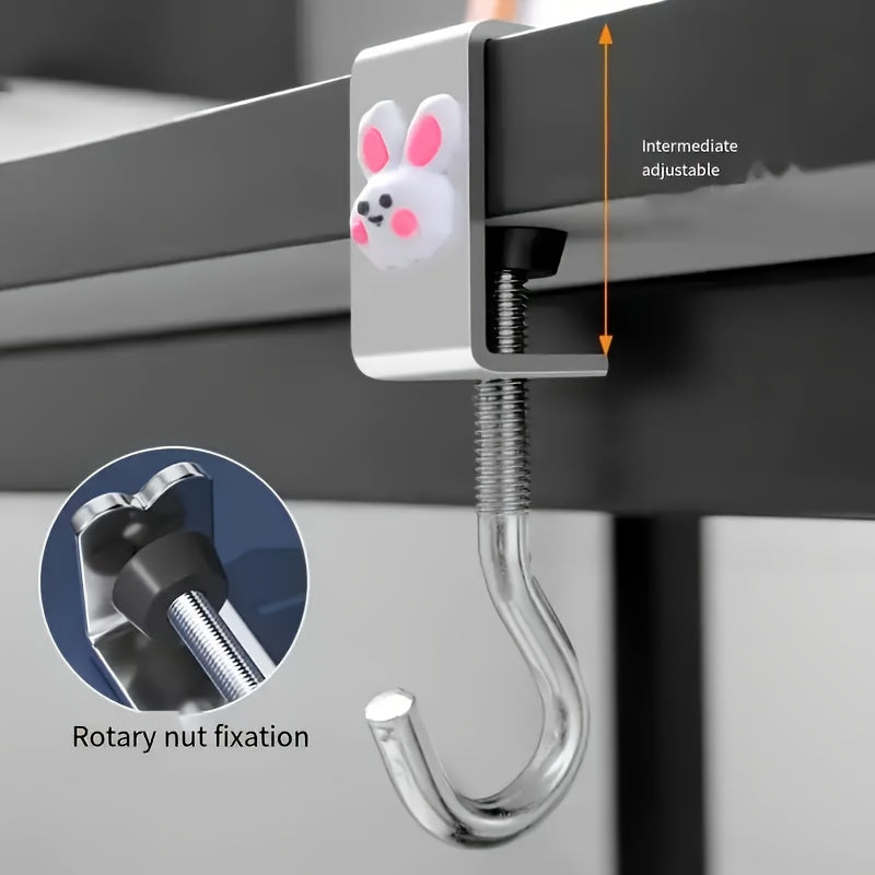 Adjustable Stainless Steel Desk Hooks Set of 3 for Office and School Desks