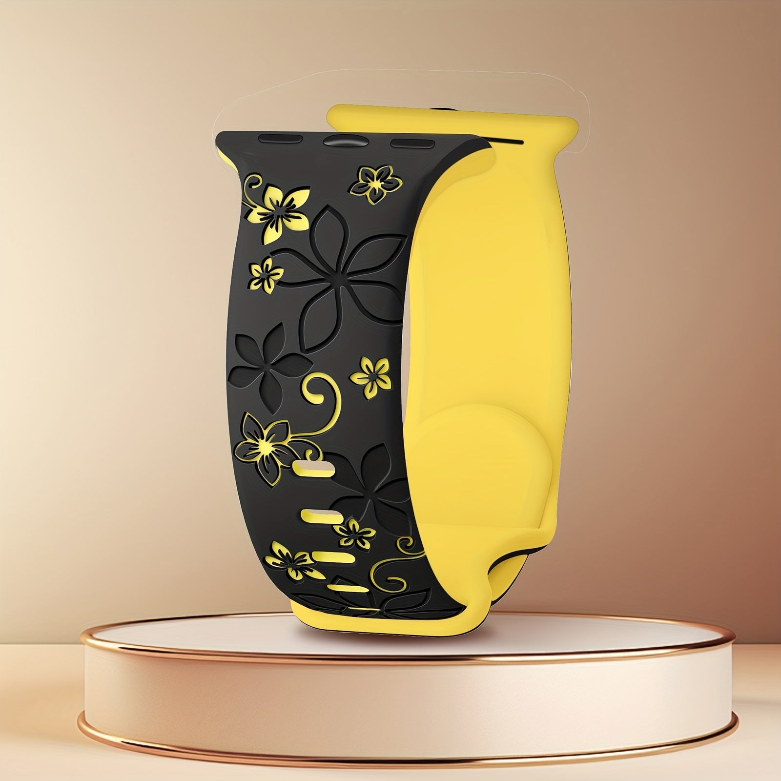 Ayollar uchun turli o'lchamlarda iWatch uchun gullar bilan o'yilgan silikon sport tasma.