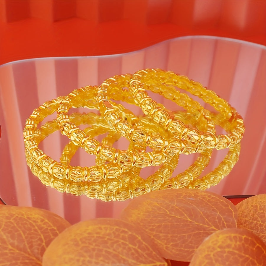 Women's Boho Copper Jewelry Set 4-Piece Luxury Bangle Bracelets for Weddings and Parties