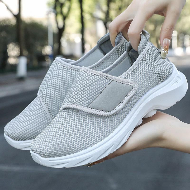 Women Breathable Mesh Slip-On Sneakers Low-Top Casual Shoes Black White