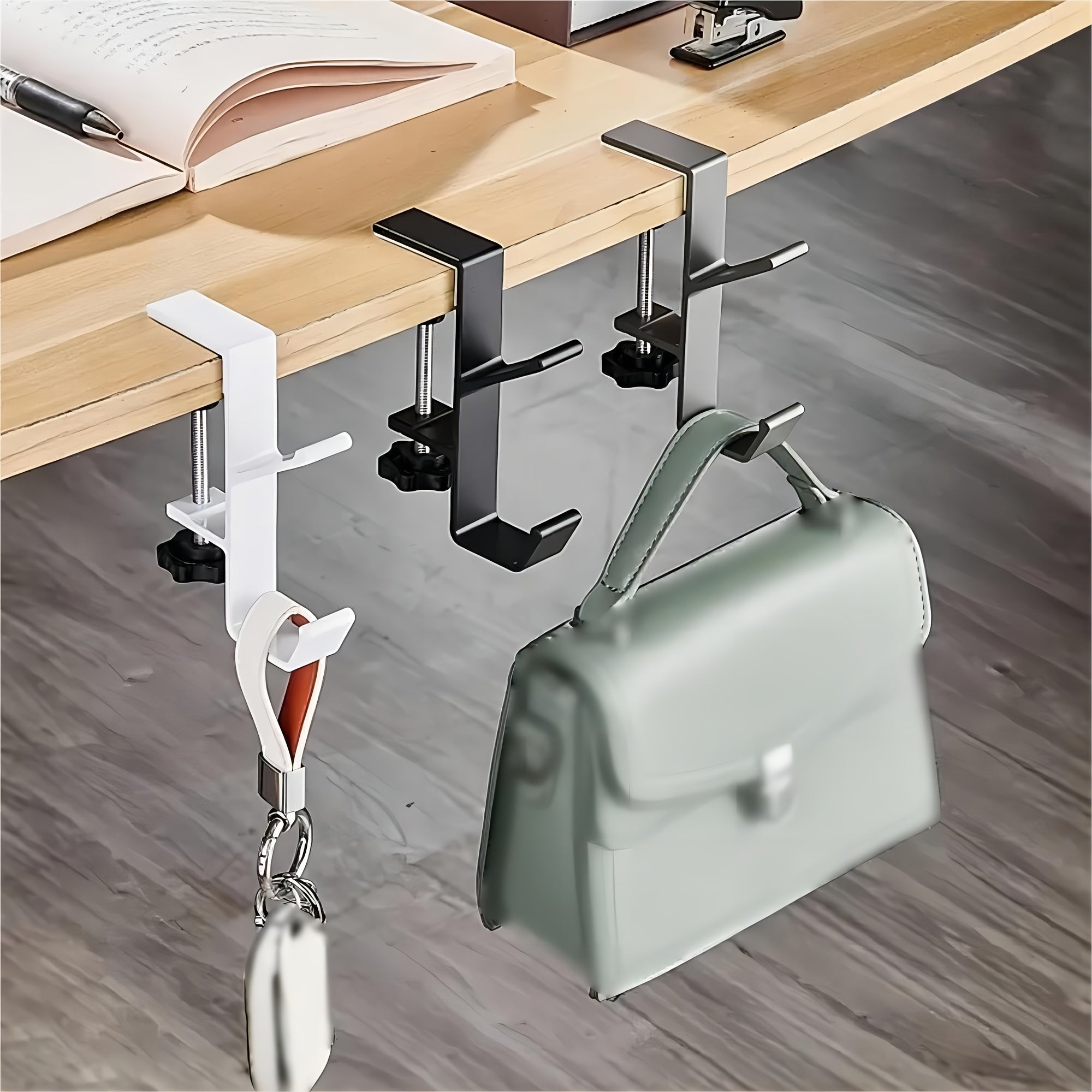 Adjustable Under-Desk Hook for Bags, High Load Capacity, Easy to Install