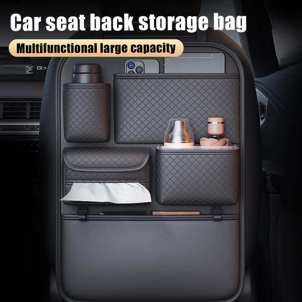 Multi-Functional Faux Leather Car Seat Organizer Hanging Storage Bag Large Capacity