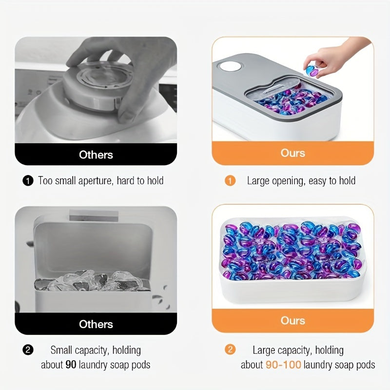 Large Capacity Laundry Pod Storage Container with Sliding Lid for Laundry Room Organization