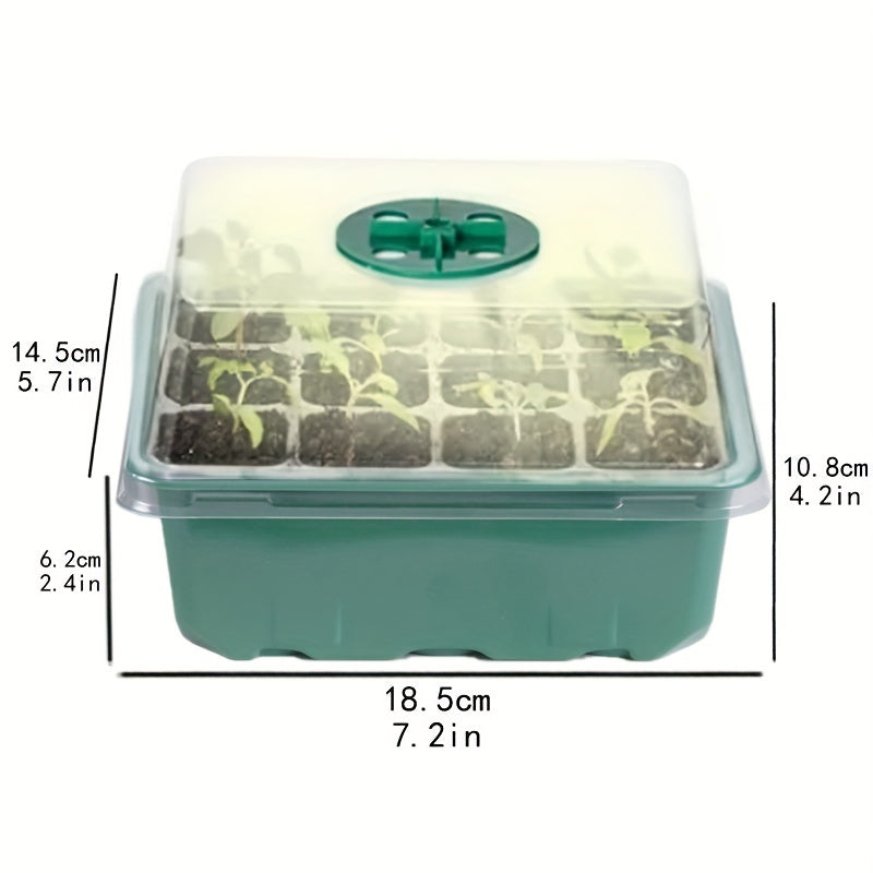 Juego de bandejas para plántulas con luz de crecimiento, humedad ajustable, 12-60 agujeros