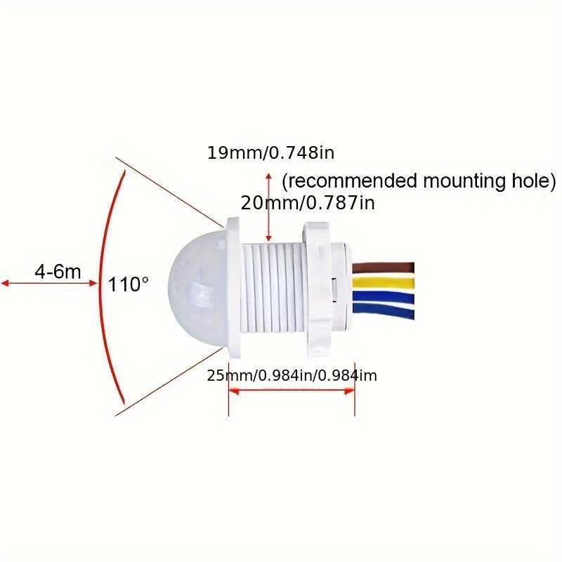White PIR Motion Sensor 110° Range for Automatic Lighting in Home and Industrial Use