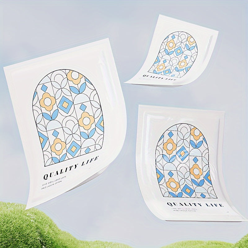 Vacuum Compression Storage Bags Set with Stained Glass Pattern for Clothes and Bedding