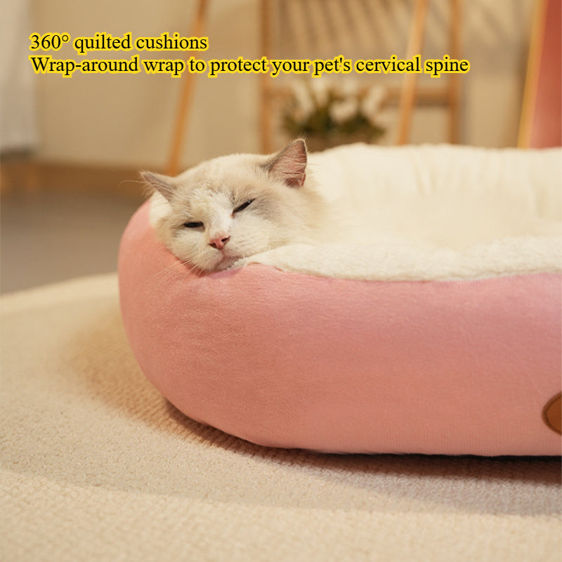 Oval Pet Bed for Cats and Dogs Cozy Classic Design All-Season Plush Nest