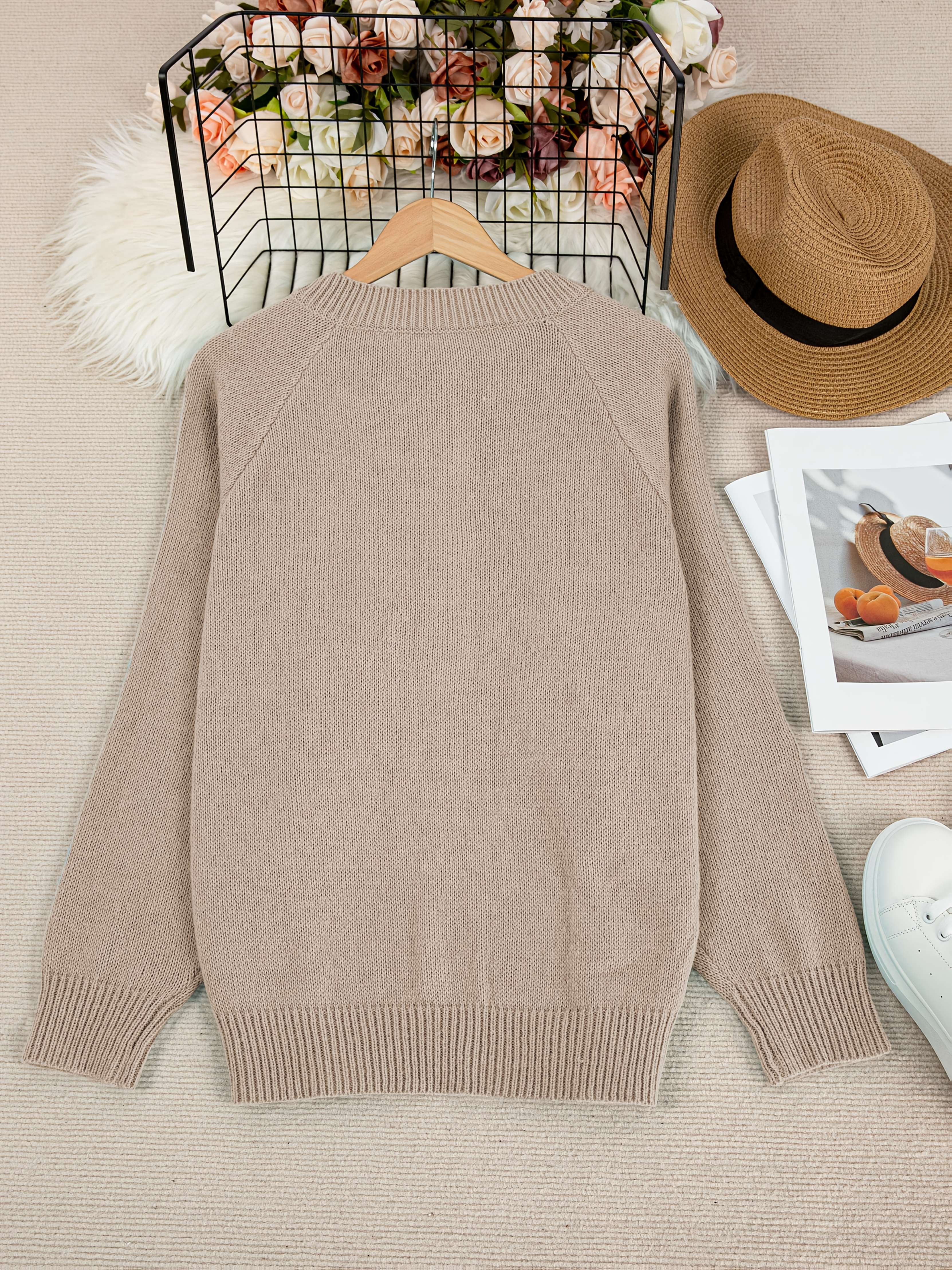 Plus Size Knitted Sweater Long Sleeve Casual Pullover Fall Winter Women