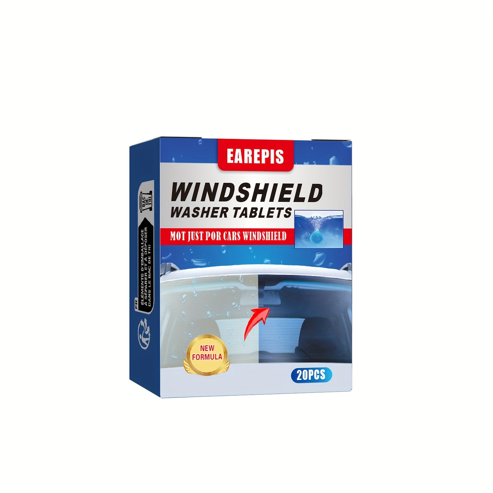 Car Glass Cleaner Tablets, Concentrated, Removes Oil and Fog, Restores Clarity