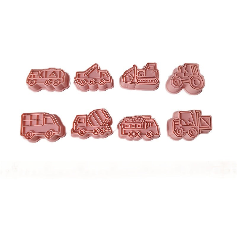 Bolalar uchun 8 ta pushti plastmassa qurilish texnikasi pechene kesgichlari to'plami