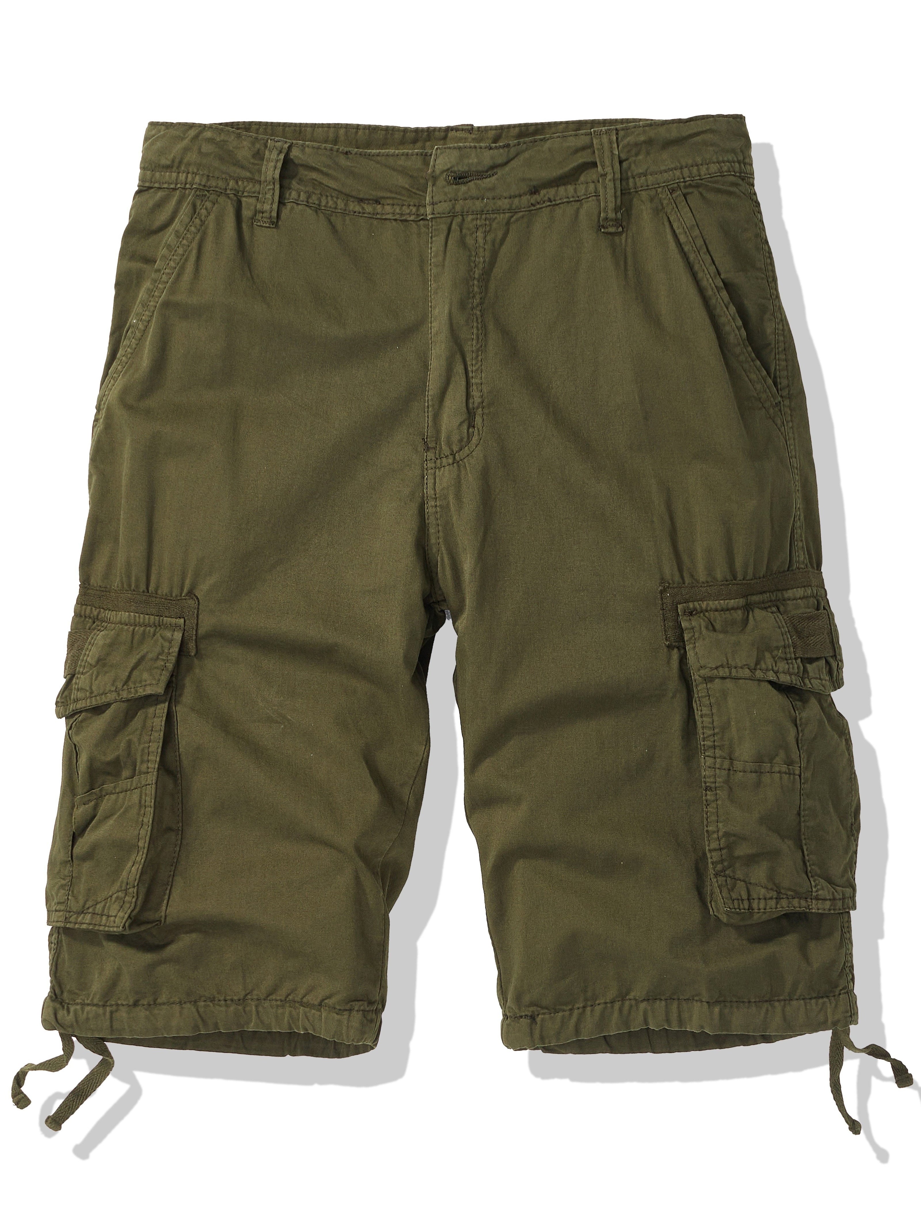 Erkaklar uchun Plus o'lchamdagi paxta cargo shortlari, cho'ntaklar bilan, yozgi kiyim