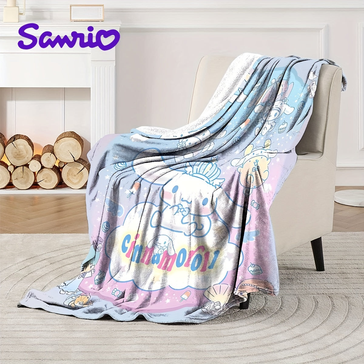 Kids Flannel Blanket Cartoon Dog Digital Print Cozy Soft Warm Gift