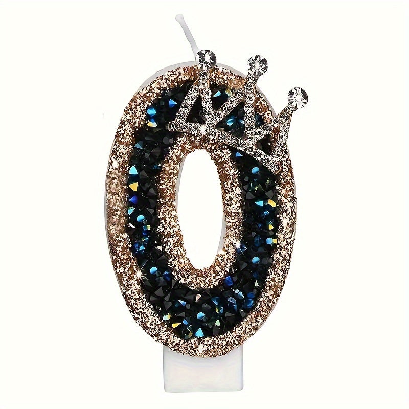 Large Birthday Cake Candles with Crown Metallic Powder Sparkling Number Candles for Kids and Weddings