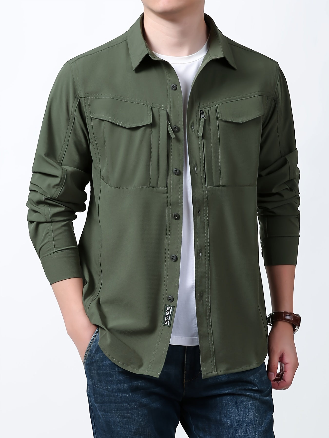 Men's Quick-Drying Combat Shirt with Ventilation Holes and Multiple Pockets