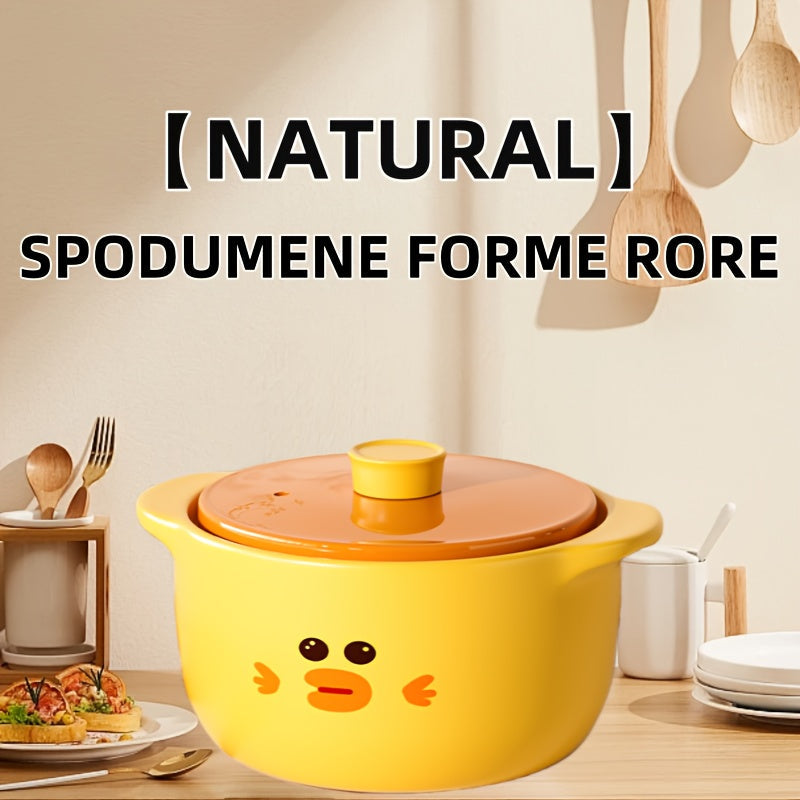 Yellow Ceramic Stockpot 6L for Soups Rice and Slow Cooking Non-Stick Clay Pot