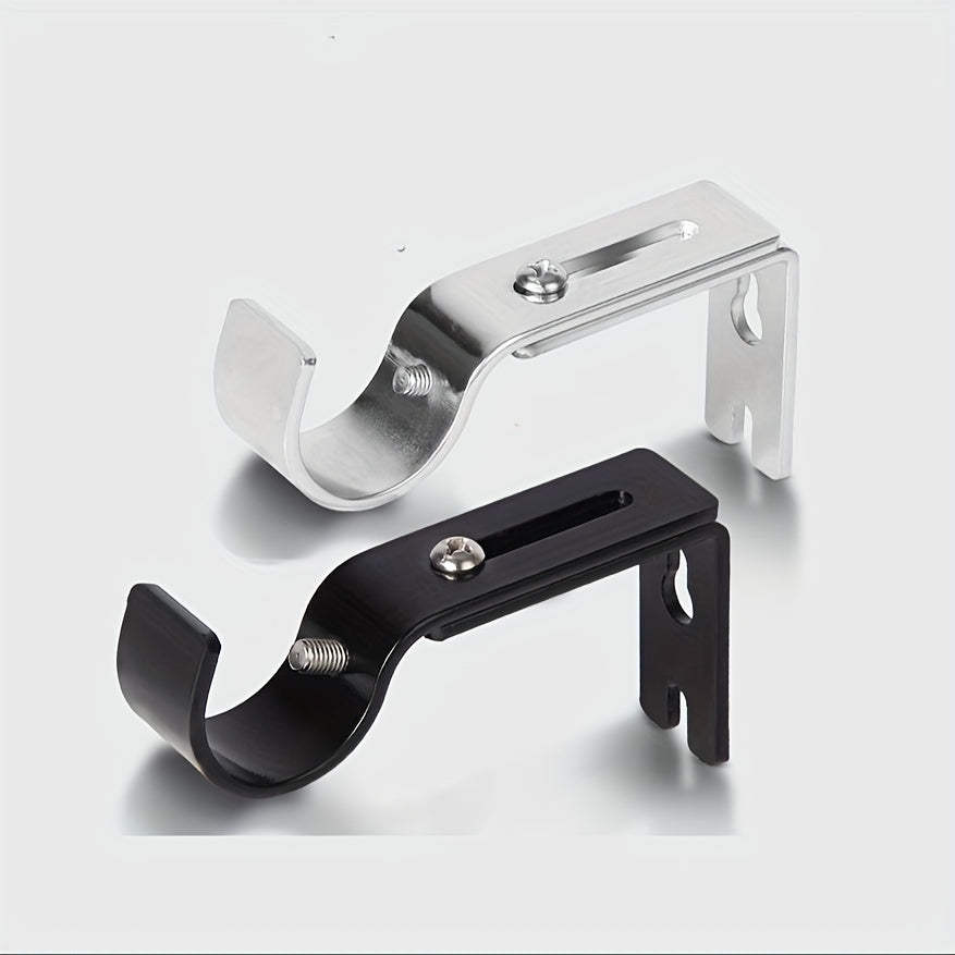 Set of 2 Black Cast Iron Curtain Rod Holders Wall Mount Brackets