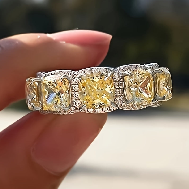 Yellow Gemstone Ring for Women, Simple Elegant Jewelry for Engagements and Gifts