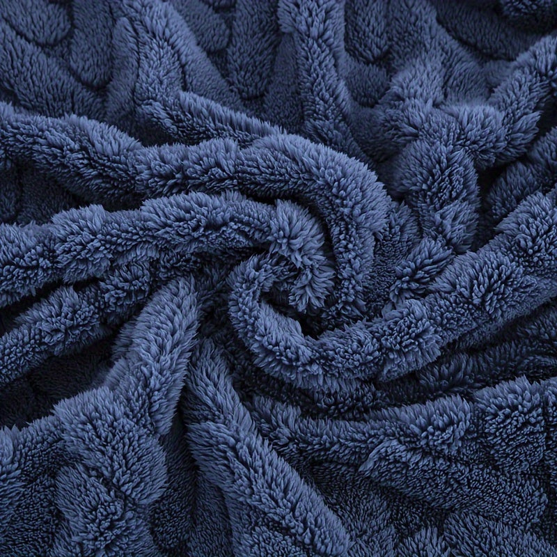 Navy Blue Taffeta Throw Blanket Double-Sided Soft Jacquard Stain-Resistant