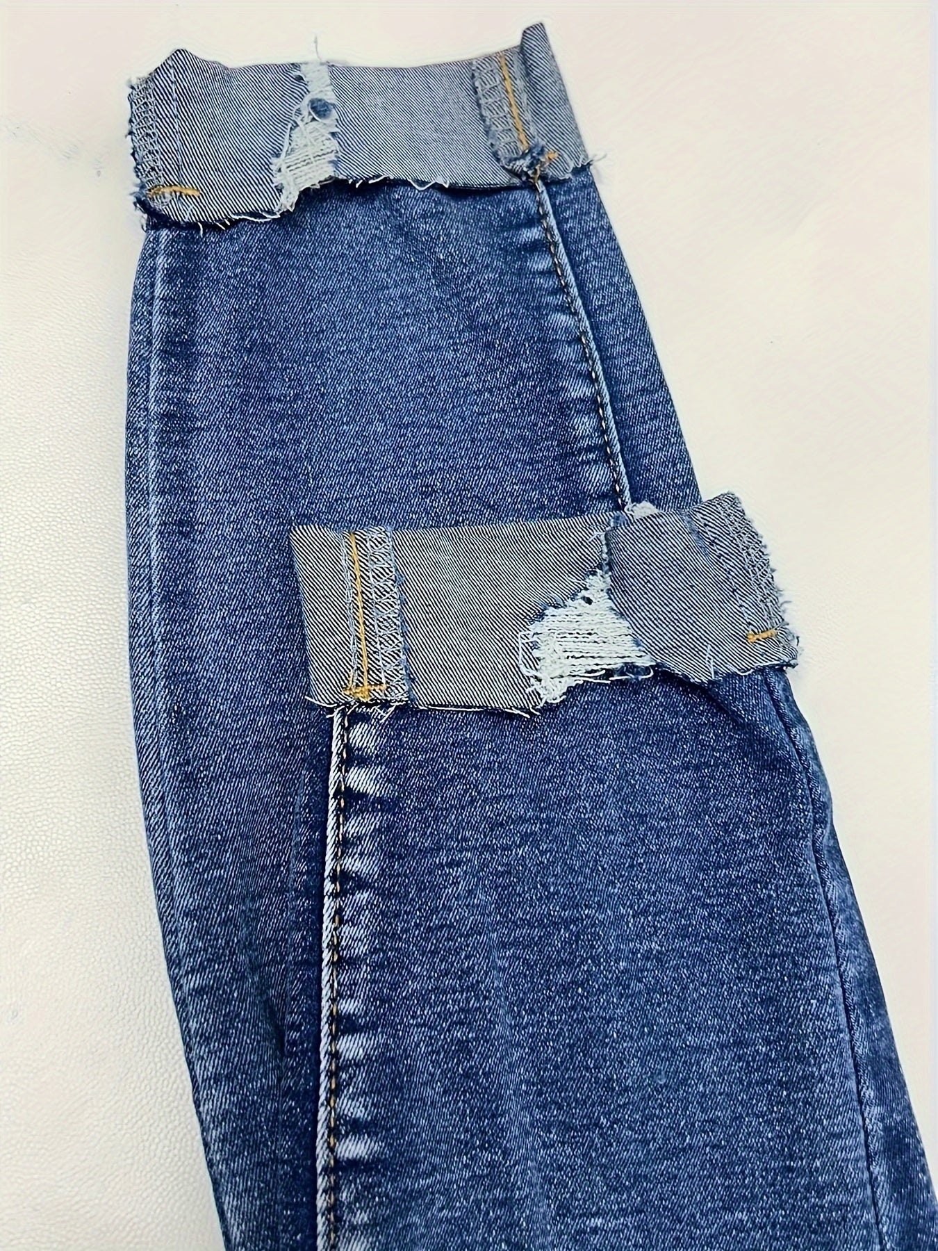 Plus Size Womens Ripped Blue Stretch Denim Jeans Pants