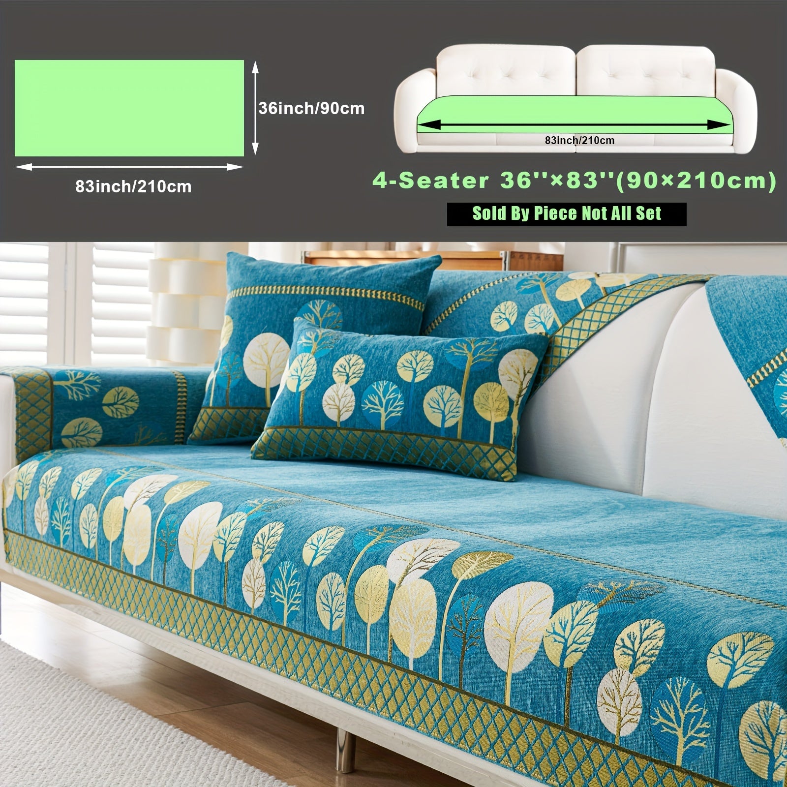 Bohemian Style Sofa Cover with Moonlight Forest Tree Pattern Non-Slip Machine Washable for Single to Quadruple Seat Sofas