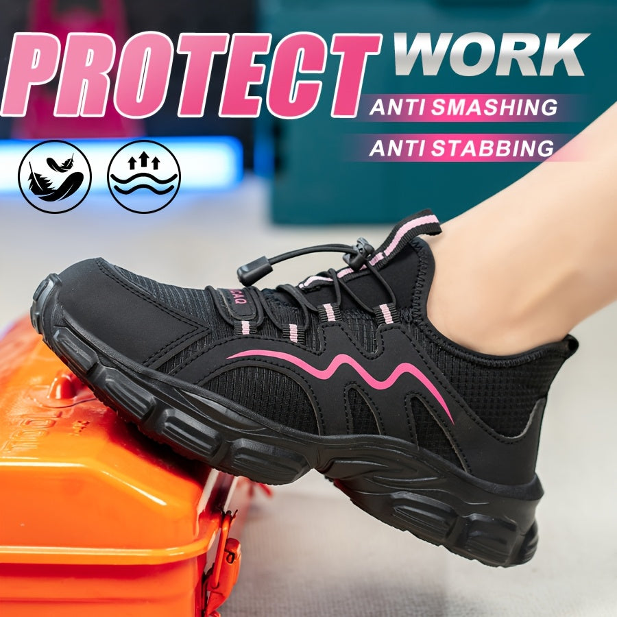 Women’s Breathable Steel Toe Safety Shoes Puncture-Resistant Work Sneakers Pink