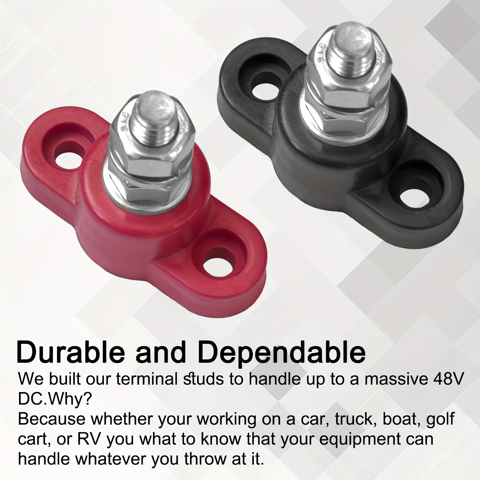 2pcs Heavy Duty Battery Junction Posts Block Power Ground Distribution Terminal Kit Red Black