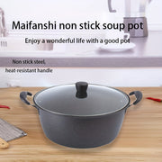 Durable Korean-Style Soup Pot with Lid for Noodles and Stews, Dishwasher Safe
