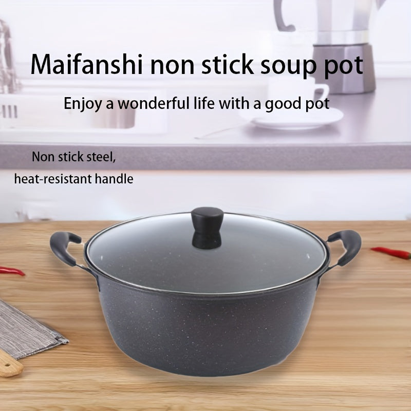 Durable Korean-Style Soup Pot with Lid for Noodles and Stews, Dishwasher Safe