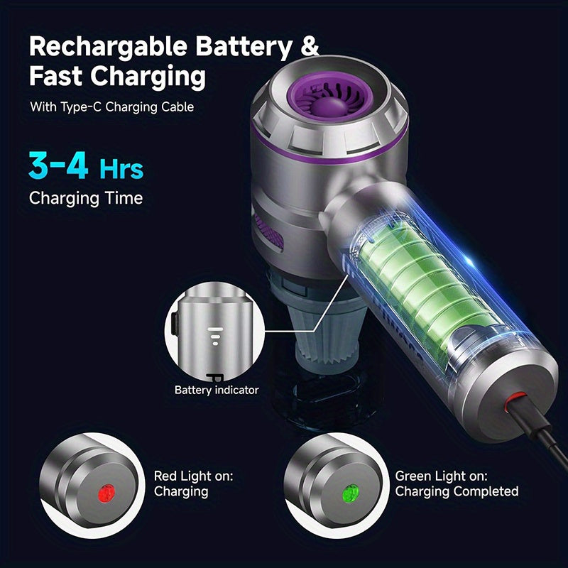 Aspiradora de mano húmeda y seca para coche, soplador de polvo de alta potencia con accesorios