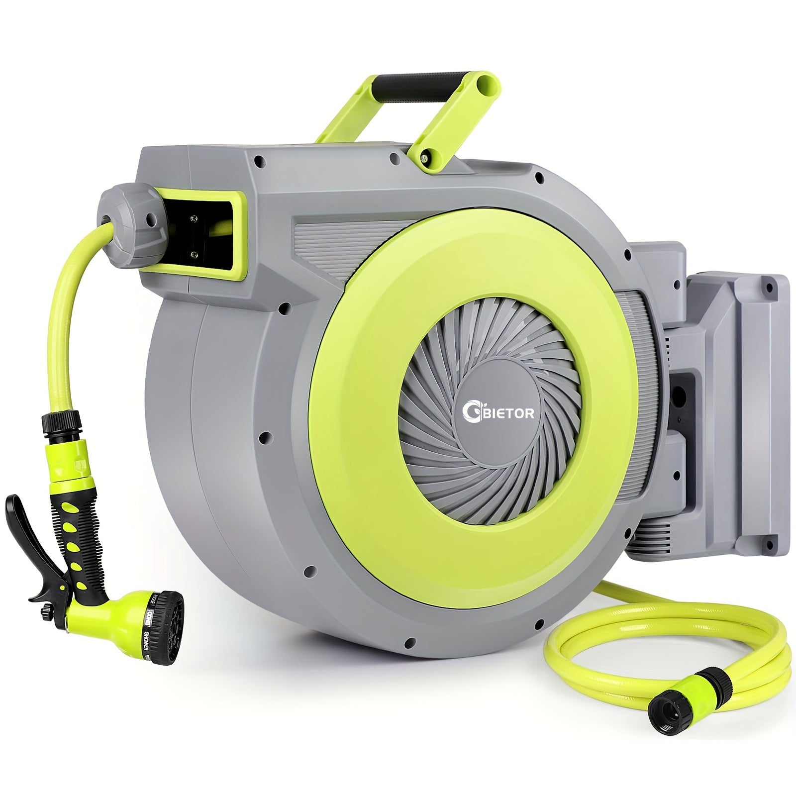 Retractable Garden Hose Reel 130ft Vinyl Hose 1/2 Inch Connector 9-Pattern Nozzle