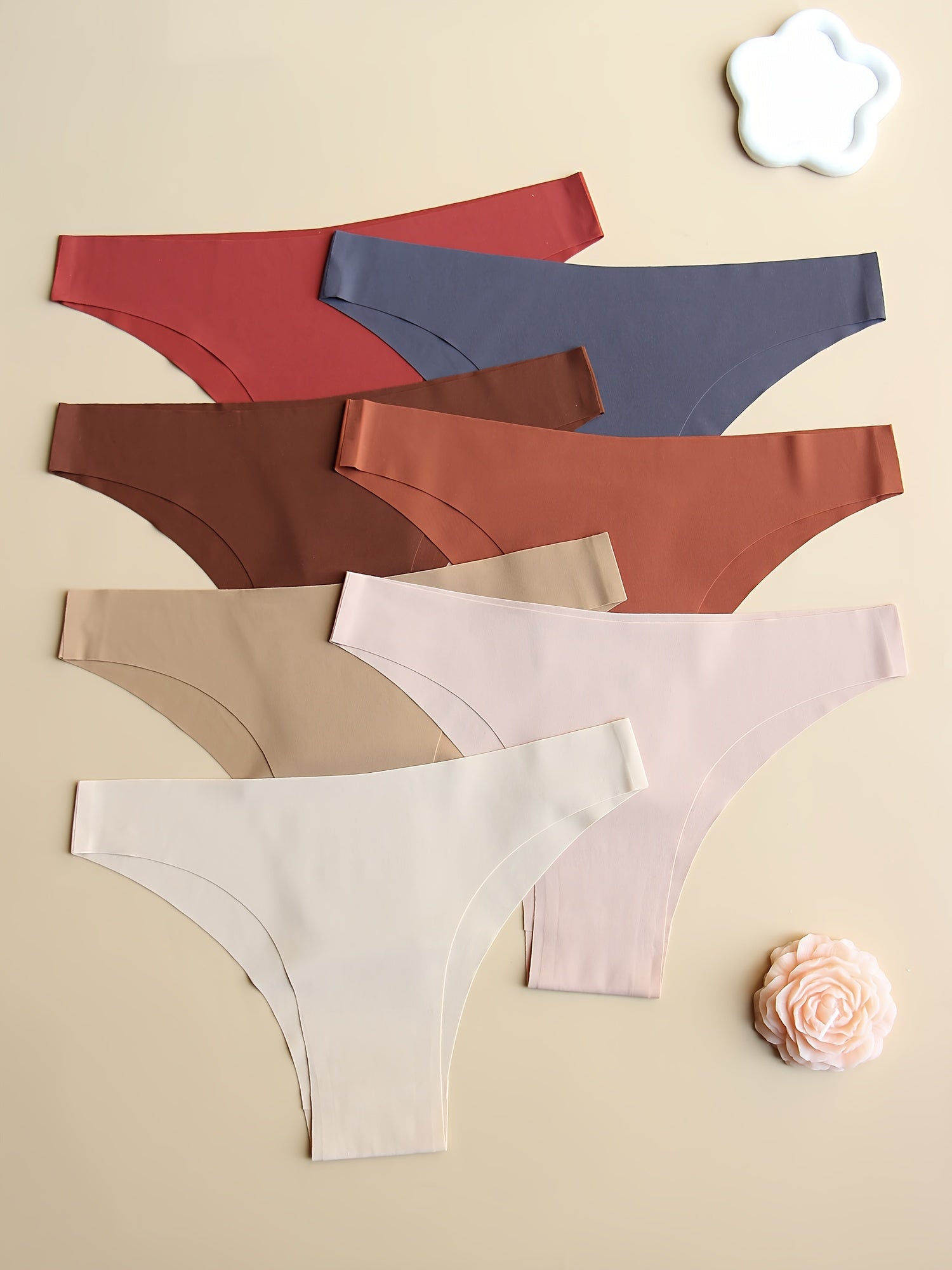 Pack de 7 braguitas sin costuras para mujer de tiro bajo en colores sólidos, transpirables, suaves y cómodas