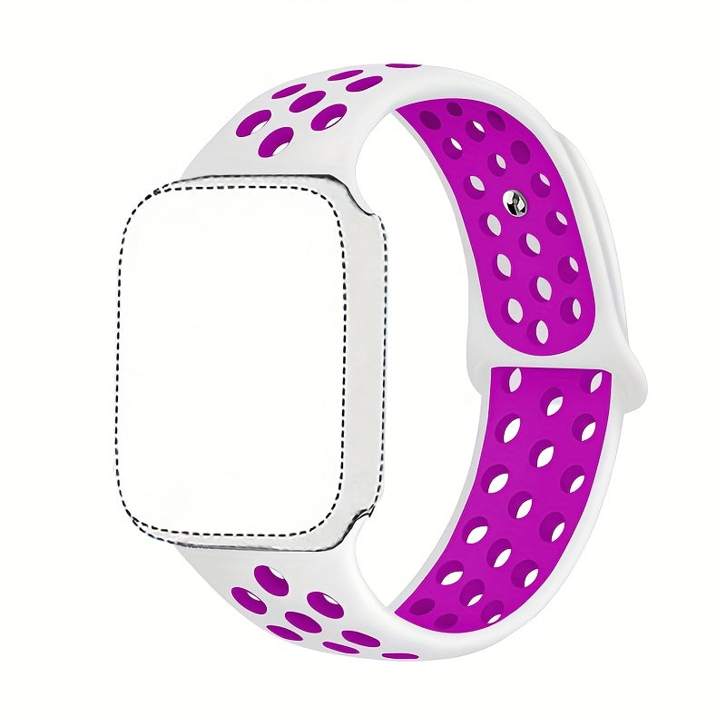 Silicone Watch Band for Apple Watch Ultra SE Series 1-10 Breathable Sport Strap with Deployant Clasp