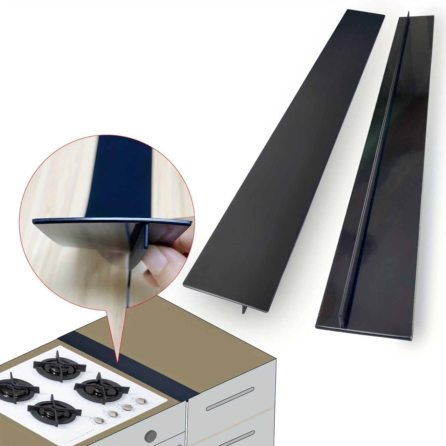 Ikkita 21 dyuymli moslashuvchan silikon pechka bo'shliqlarini yopish qoplamalari - Oson tozalanadigan, issiqqa chidamli bo'shliqlarni to'ldiruvchi qoplamalar oshxona stollari, pechlar, kir yuvish mashinalari, quruq mashinalar va mebellar uchun.