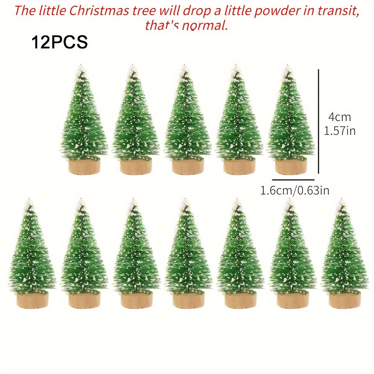 12 Mini Christmas Tree Decorations Fir and Pine for Tabletop and Home Decor