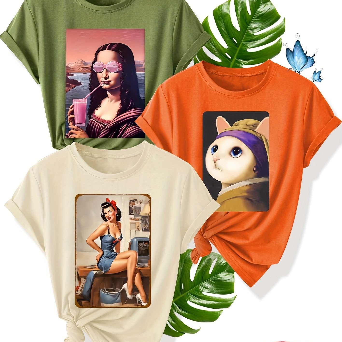 Women's Casual Tshirt Set Shortsleeve Vintage Style Summer Sporty Lightweight