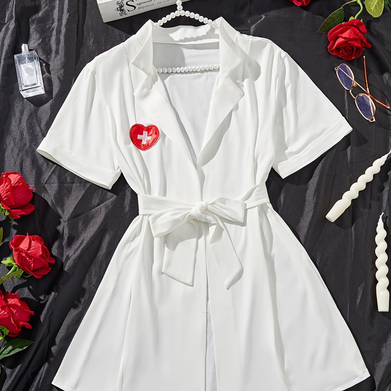 Women's Sexy Nurse Cosplay Costume with Red Dress and Hat