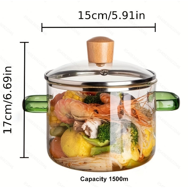 Кастрюля из стекла объемом 52 унции с ручками, безопасна для духовки, совместима с плитой, боросиликатное блюдо для запекания