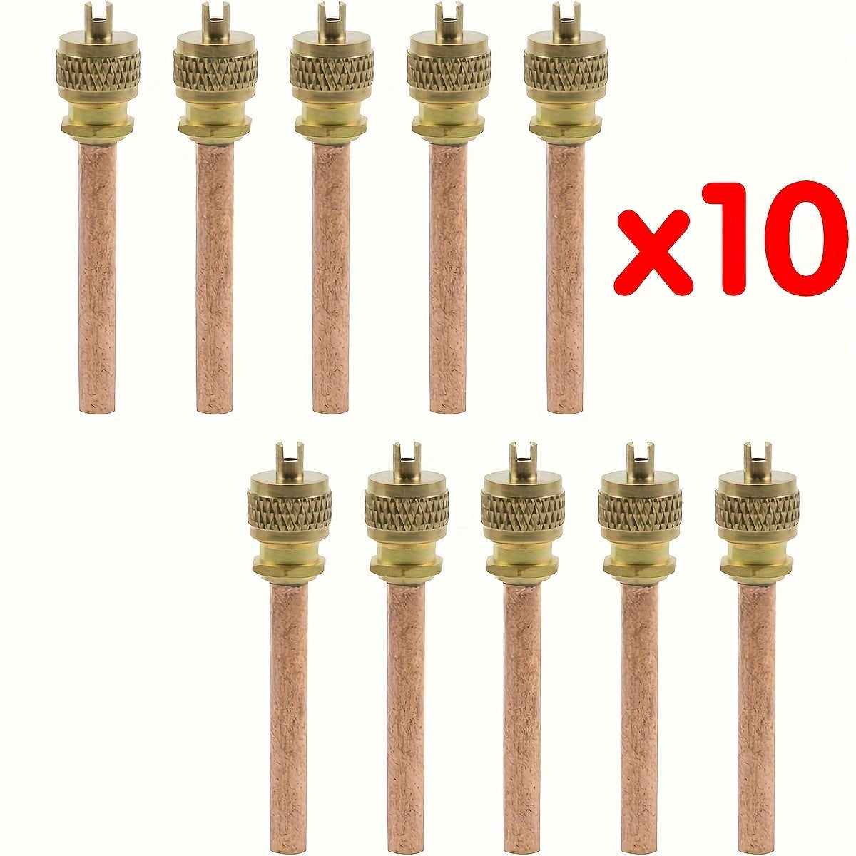 Set of 10 Brass Access Valves for Refrigeration and Air Conditioner, 6.3cm