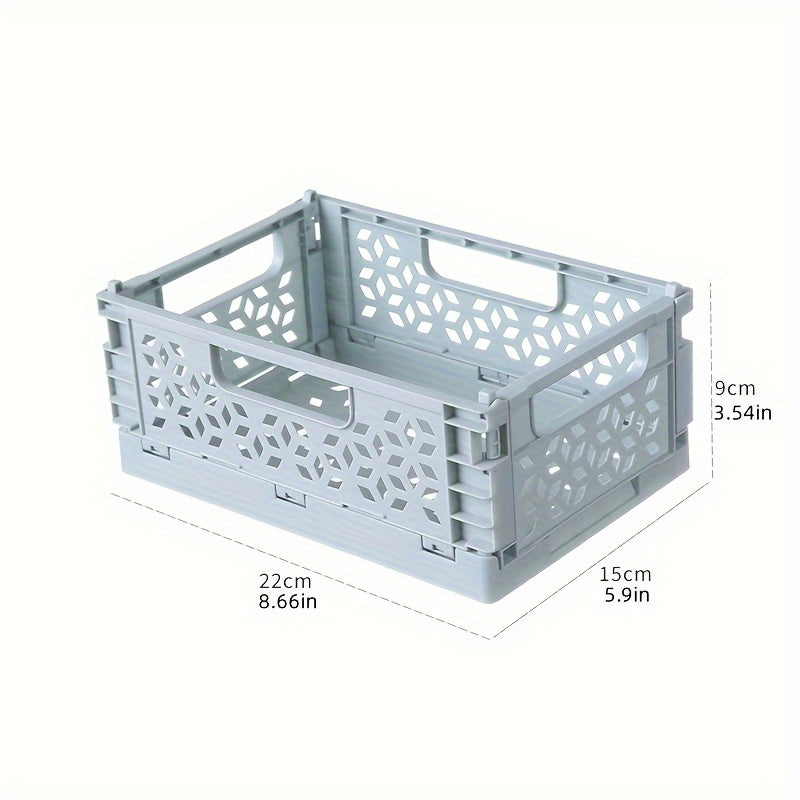 Plastic Folding Storage Basket with Handle for Snacks Fruits and Cosmetics
