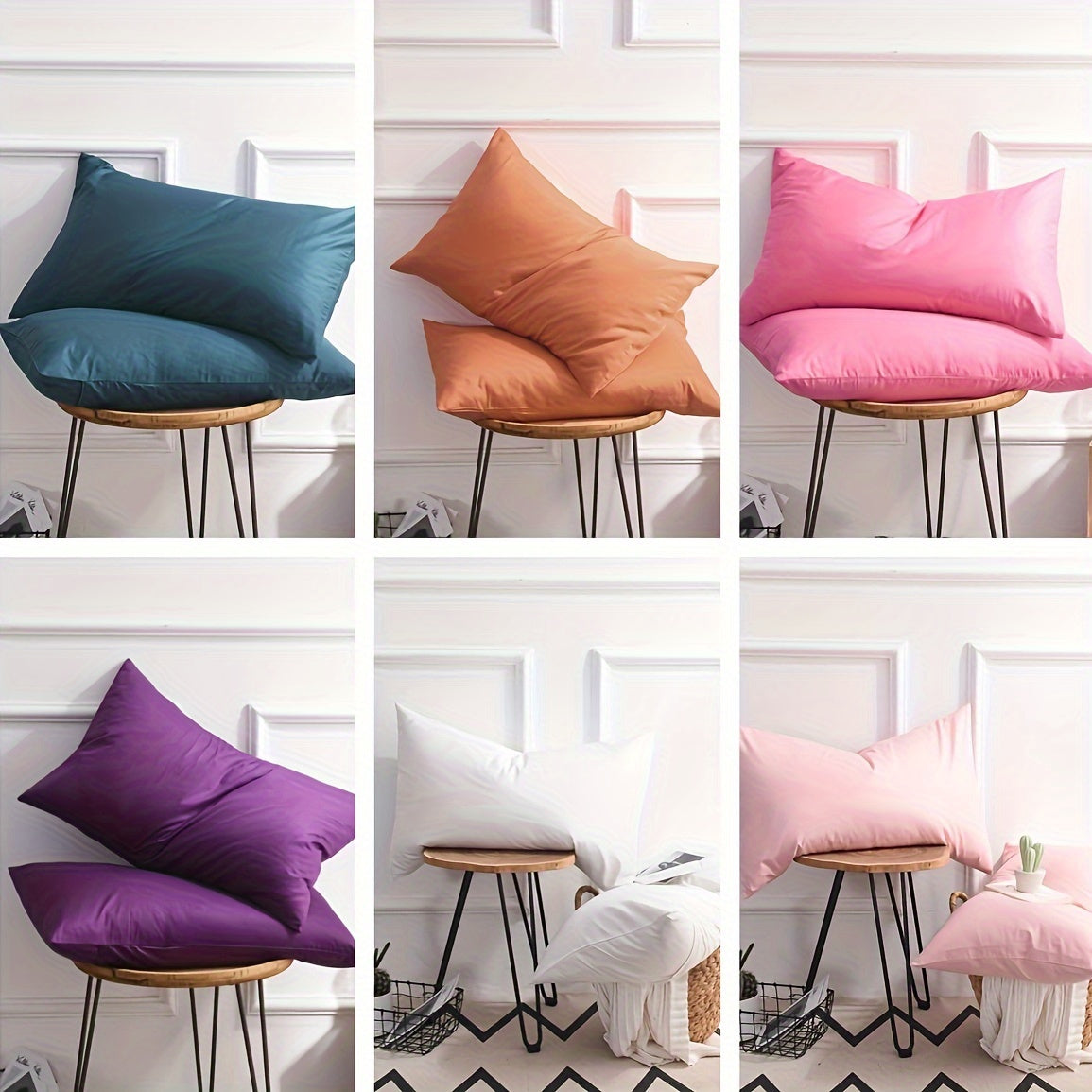 Brushed Pillowcases Set Solid Color Envelope Closure for Bedroom Sofa Decor