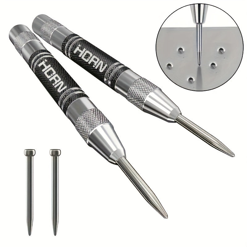 Automatic Center Punch for Metal and Wood, Adjustable Spring Loaded Tool
