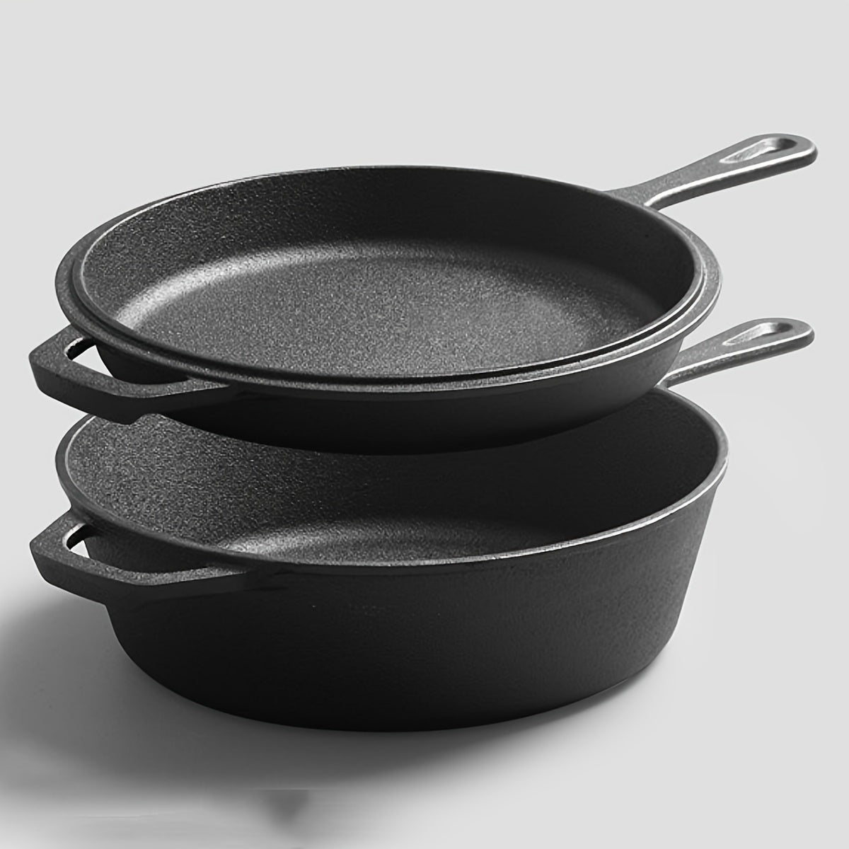 Cast Iron Soup Pot and Frying Pan Set, Durable Dual-Use Kitchen Cookware