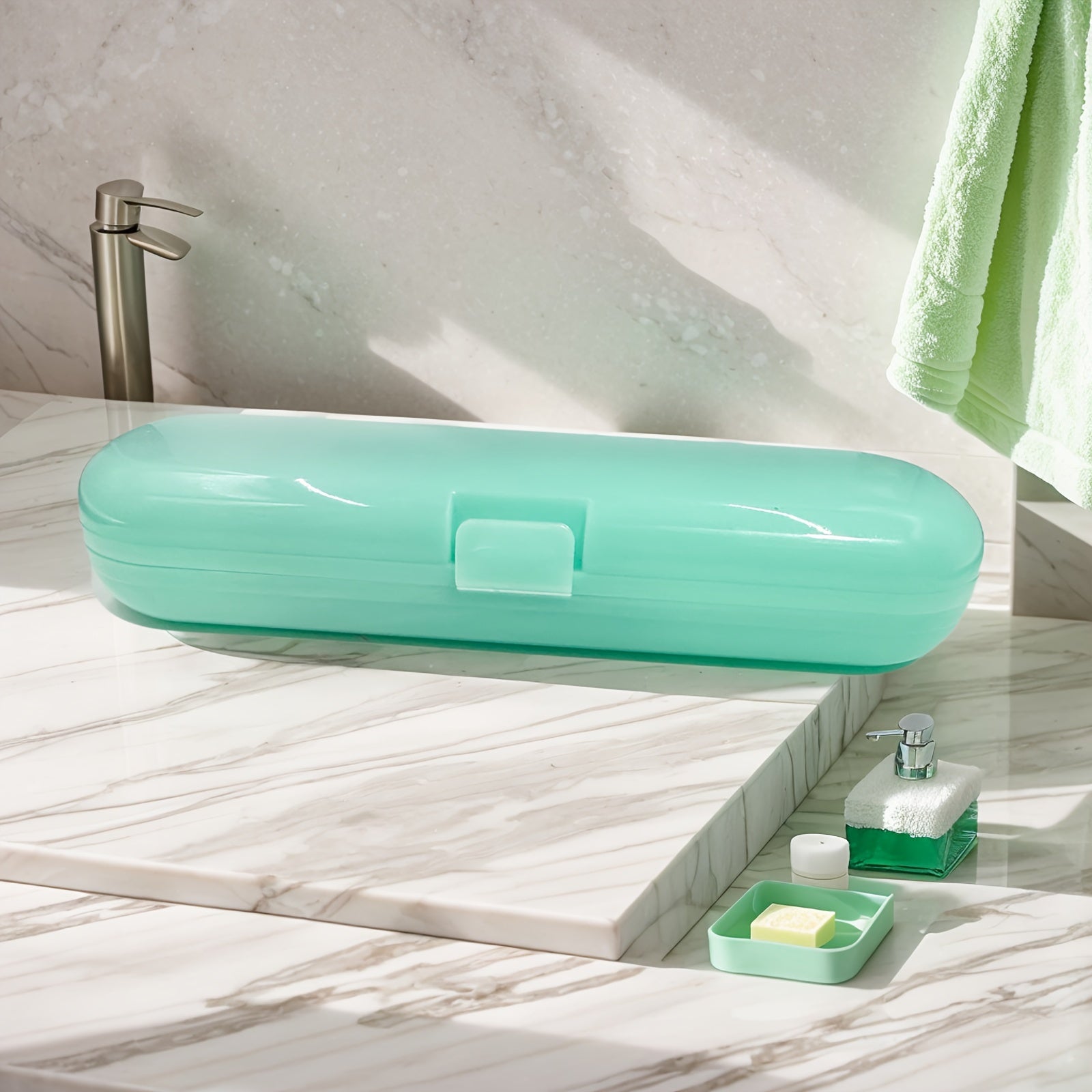 Universal Electric Toothbrush Storage Box Emerald Green Plastic Case