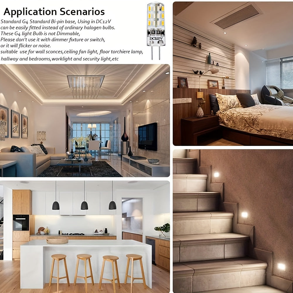 20 G4 LED Bulbs 1.5W DC 12V Warm Natural Cool White for Home Under Cabinet Lighting