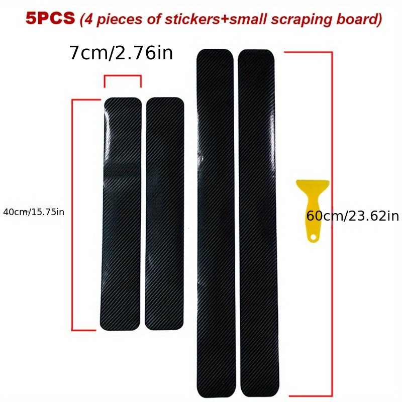 5pcs Car Threshold Protection Stickers Carbon Fiber Door Scratch Guard
