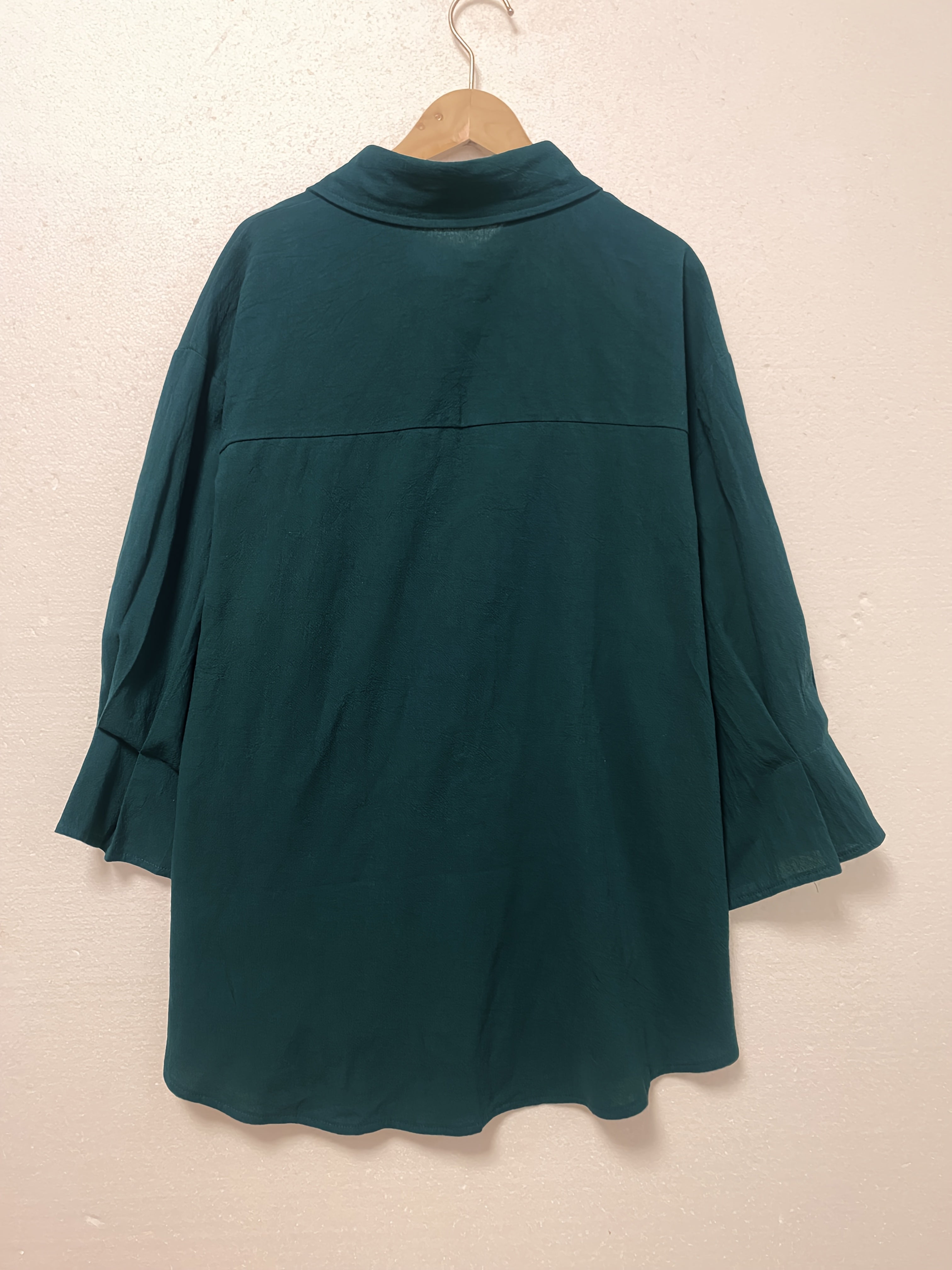 Women's Elegant Loose Fit Blouse with Lapel Collar Solid Color Plus Size