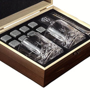 1 набор стаканов для виски с 8 камнями, 2 стаканами, щипцами для льда, многоразовыми камнями; идеальный подарок для мужчин на День отца или годовщину; идеально подходит для барных вечеринок