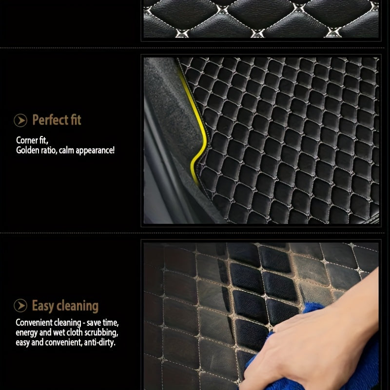 Luxury Faux Leather Trunk Mat for SUV All-Weather Durable Easy to Clean